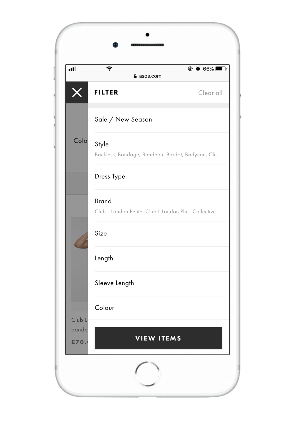 product filtering on mobile