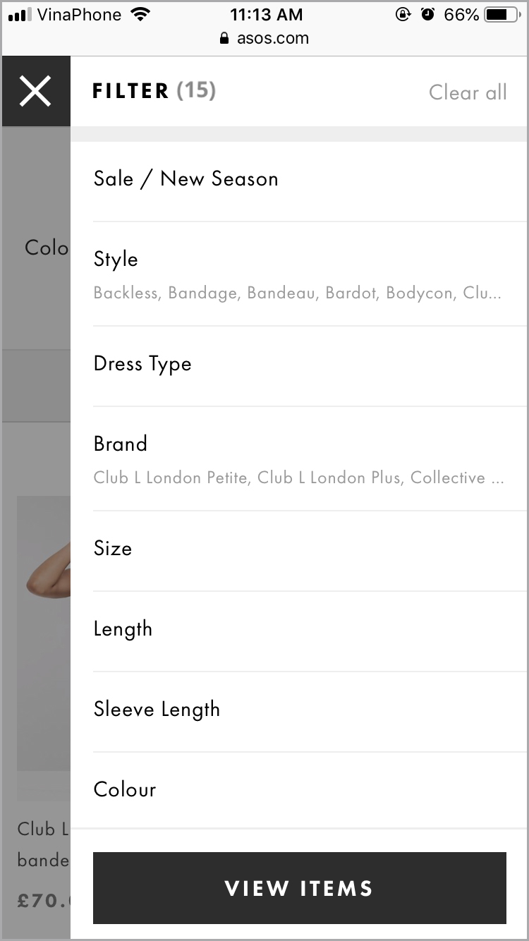 product filter optimized for mobile