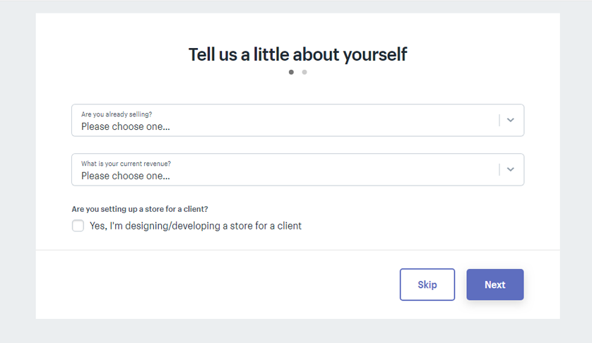 provide business information to shopify