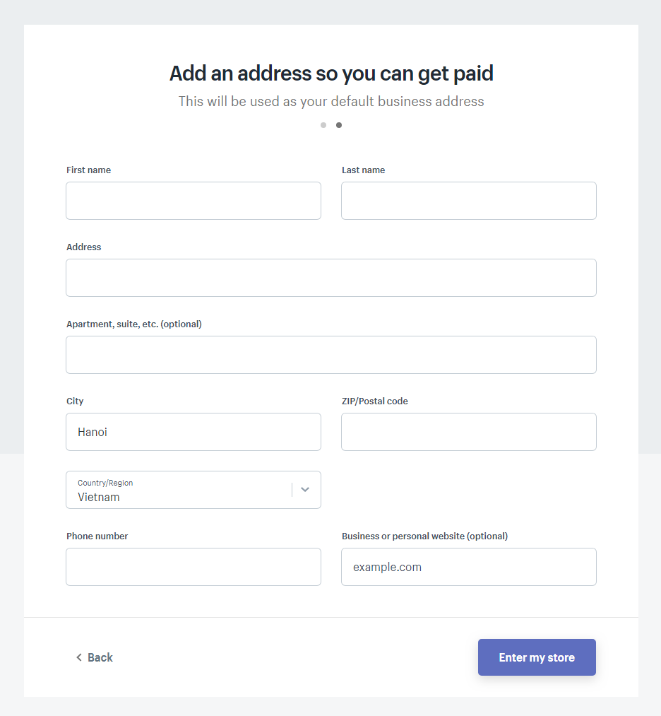 provide personal information to shopify